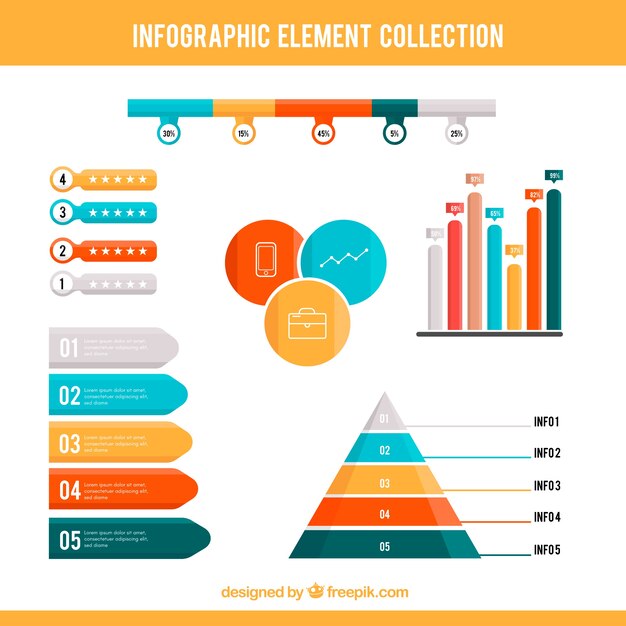 Colección de elementos de infografía en diseño plano