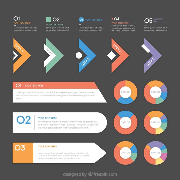 Colección de elementos de infografía en diseño plano