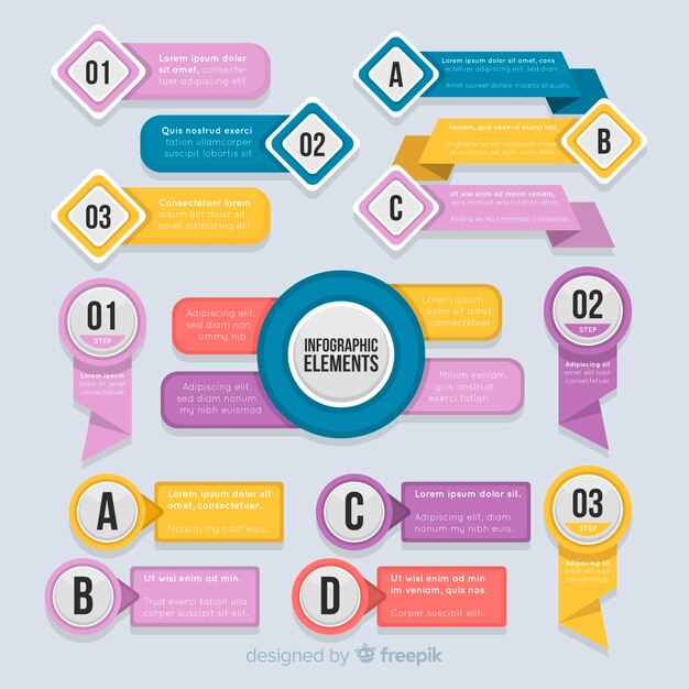 Colección elementos infografía diseño plano