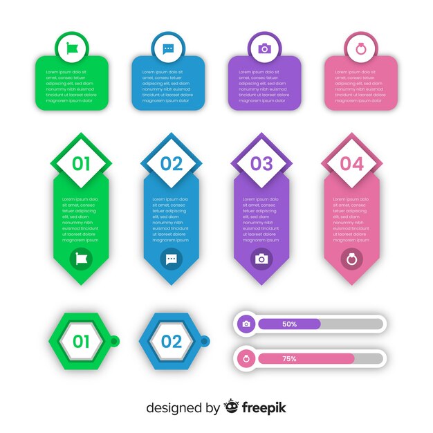 Vector gratuito colección elementos infografía diseño plano