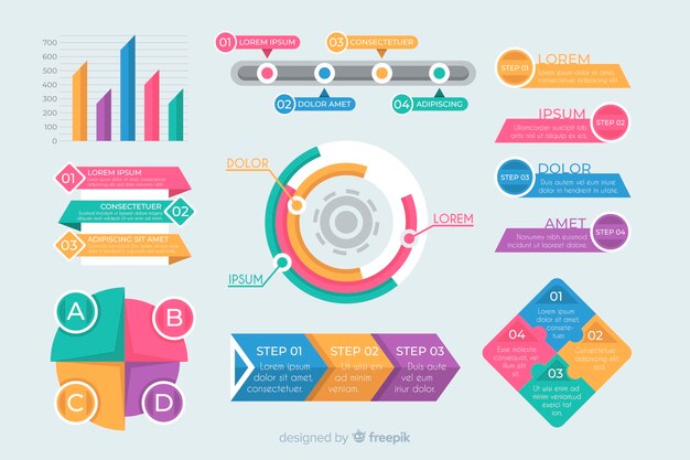 Colección de elementos de infografía de diseño plano