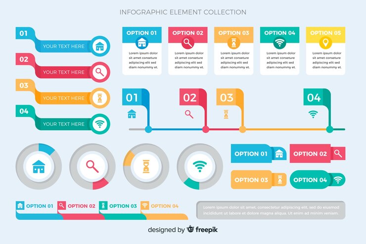 Vector gratuito colección de elementos de infografía de diseño plano