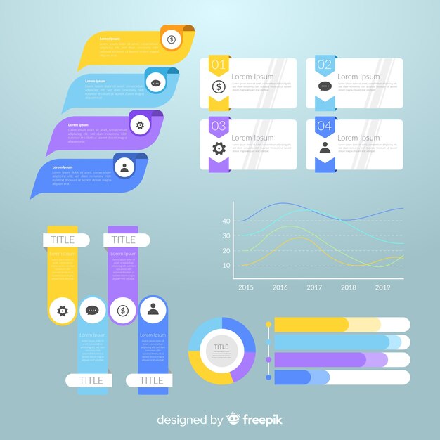Colección de elementos de infografía de diseño plano