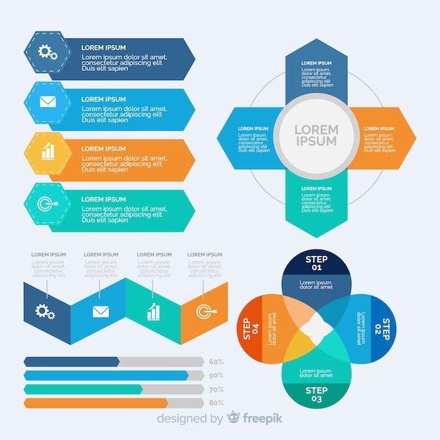 Vector gratuito colección de elementos de infografía de diseño plano