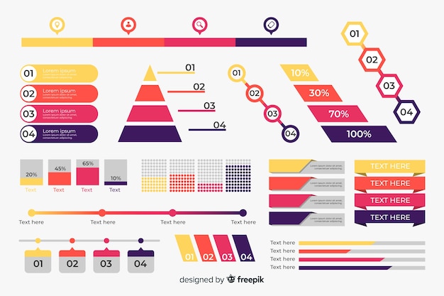 Colección de elementos de infografía de diseño plano