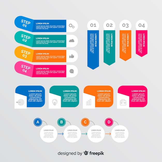 Colección de elementos de infografía de diseño plano