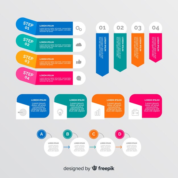 Colección de elementos de infografía de diseño plano