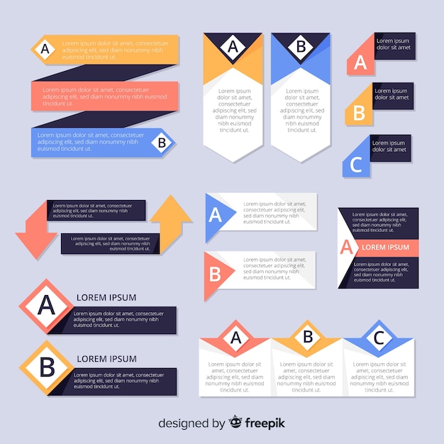 Colección de elementos de infografía en diseño plano