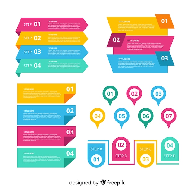 Colección de elementos de infografía de diseño plano