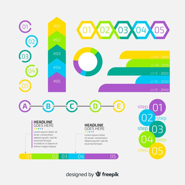 Colección de elementos de infografía de diseño plano