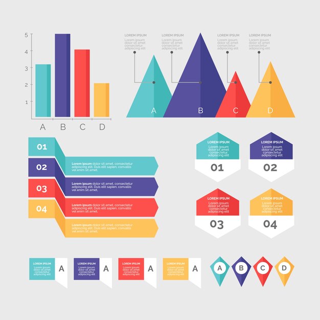 Colección de elementos de infografía en diseño plano