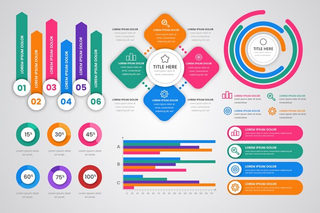 Colección de elementos de infografía de diseño plano