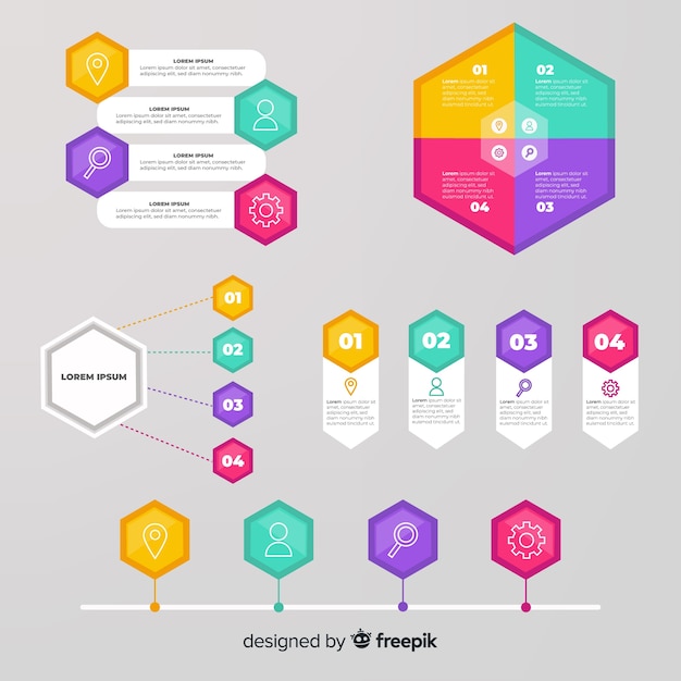 Colección de elementos de infografía de diseño plano