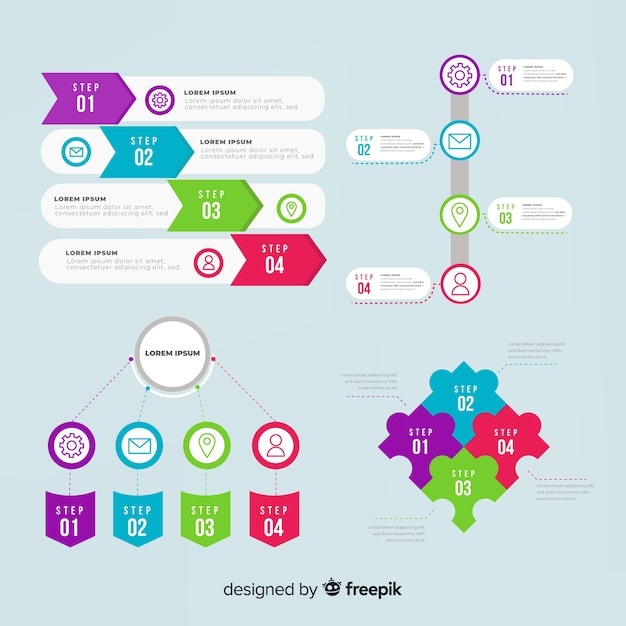 Vector gratuito colección de elementos de infografía de diseño plano