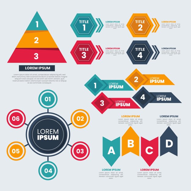 Colección de elementos de infografía de diseño plano