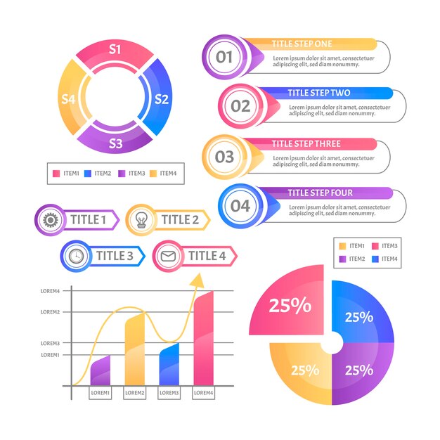 Colección de elementos de infografía de diseño plano