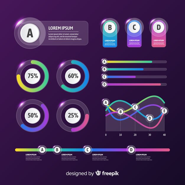 Colección elementos infografía diseño plano