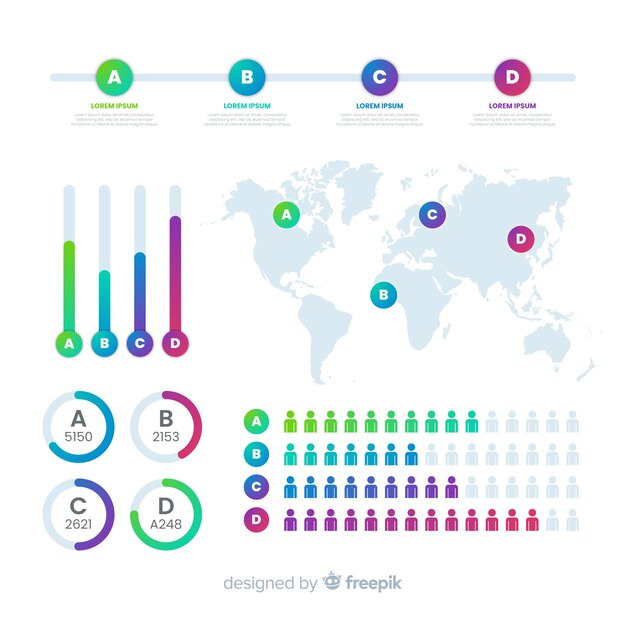 Colección elementos infografía diseño plano