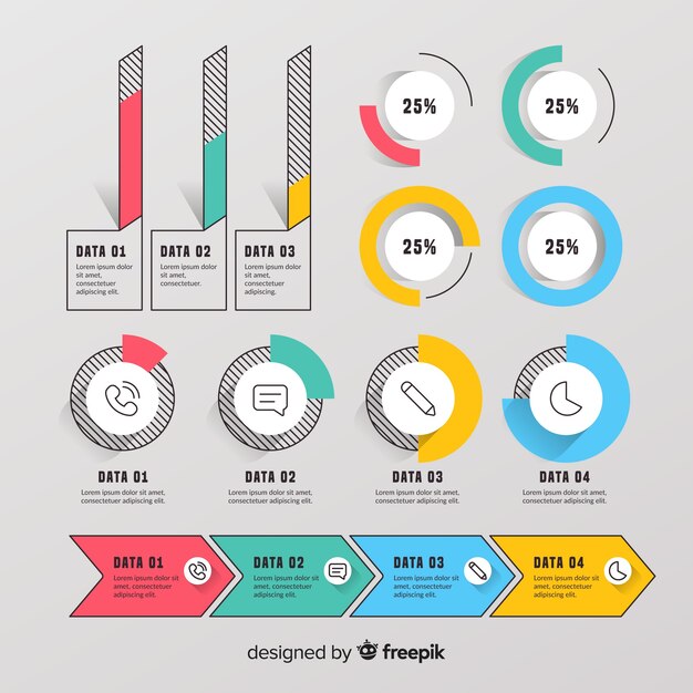 Colección elementos infografía diseño plano