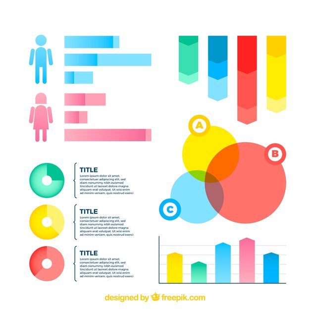 Colección de elementos de infografía en estilo degradado
