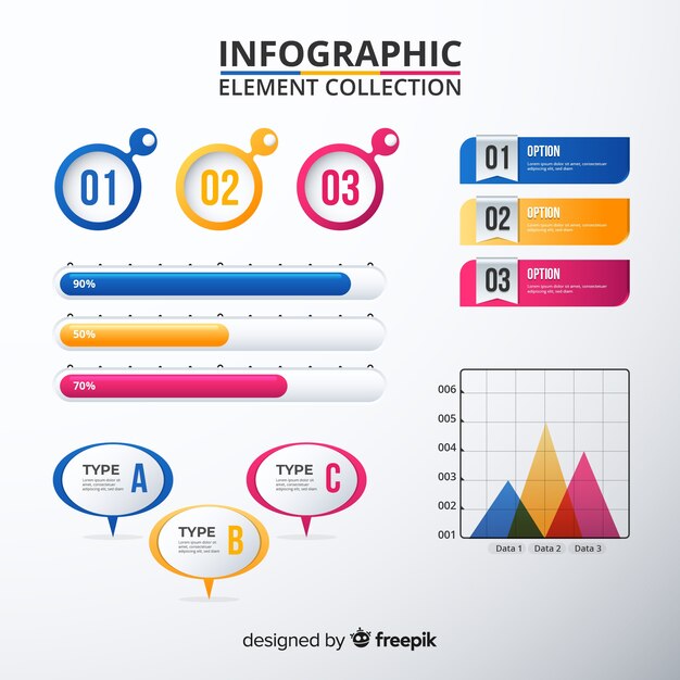 Colección de elementos de infografía en estilo degradado