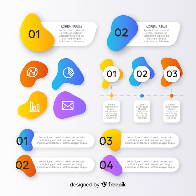 Colección de elementos de infografía en estilo degradado