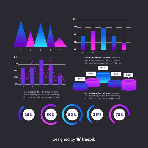 Colección de elementos de infografía en estilo degradado