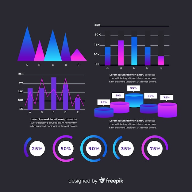 Colección de elementos de infografía en estilo degradado