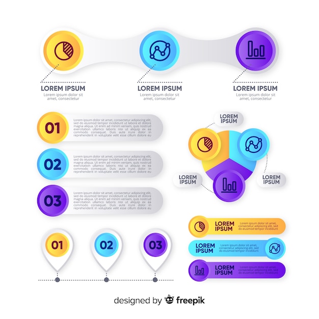 Colección de elementos de infografía en estilo degradado