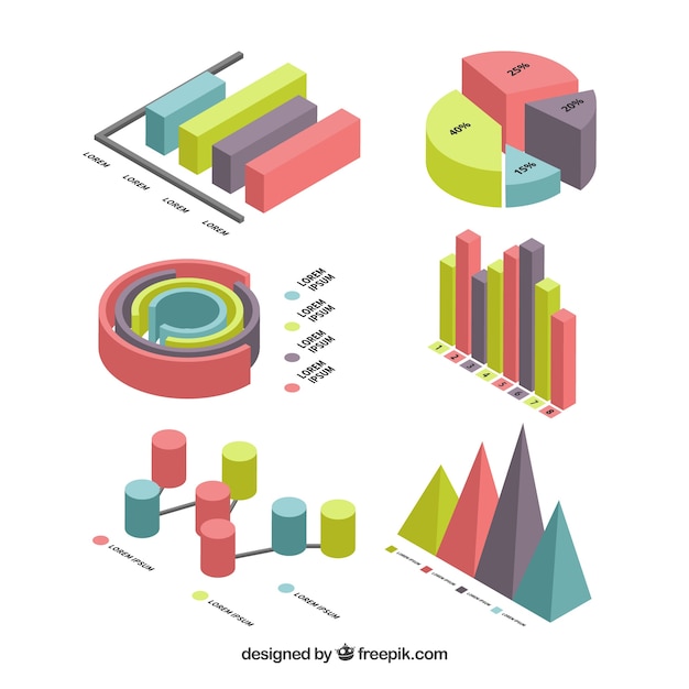 Colección de elementos de infografía en estilo isométrico