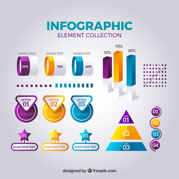 Colección de elementos de infografía en estilo realista