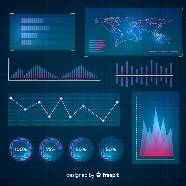 Colección de elementos de infografía futurista