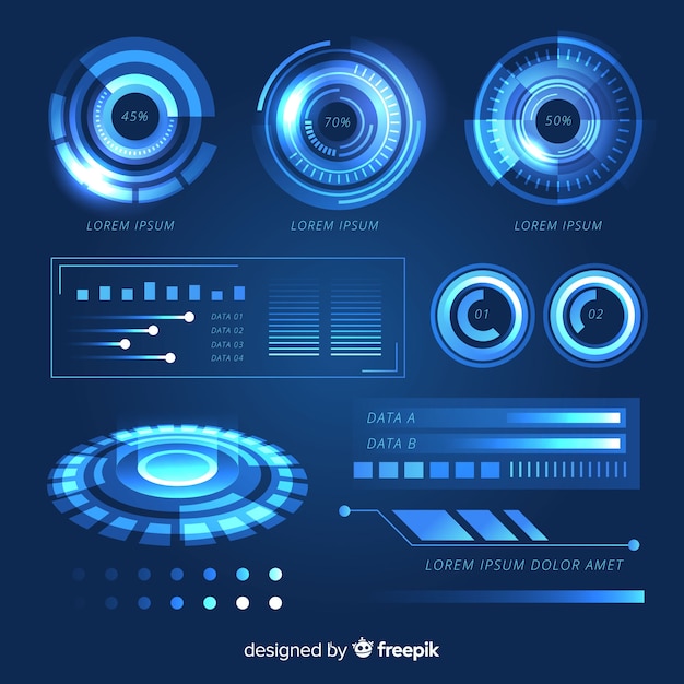 Vector gratuito colección de elementos de infografía futurista