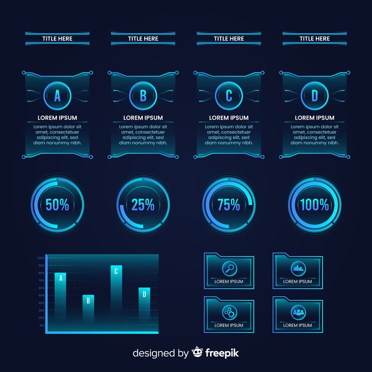 Vector gratuito colección de elementos de infografía futuristas