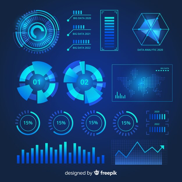 Colección de elementos de infografía futuristas