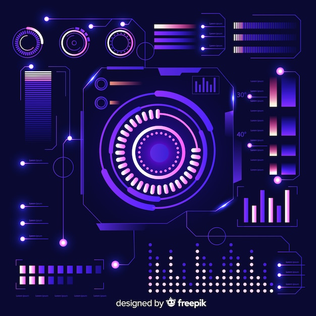 Colección de elementos de infografía futuristas