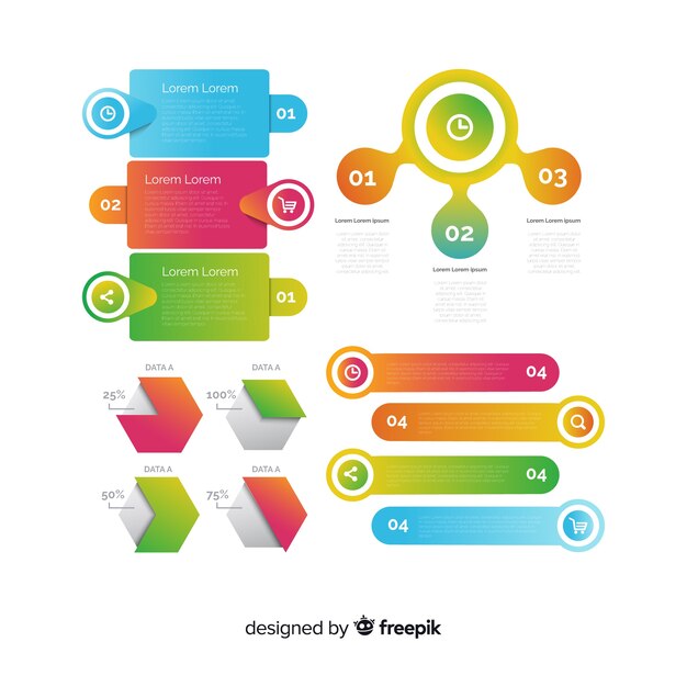 Colección de elementos de infografía gradiente