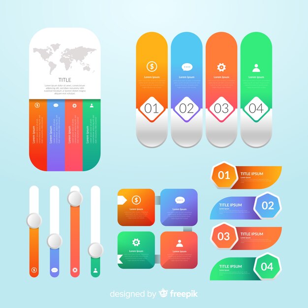 Colección de elementos de infografía gradiente