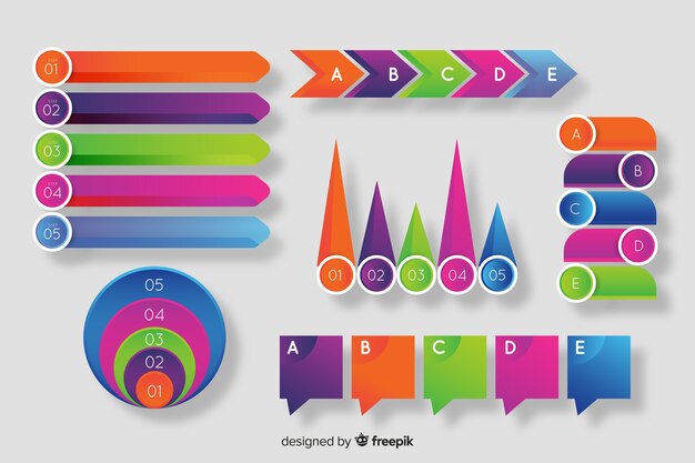 Colección de elementos de infografía gradiente