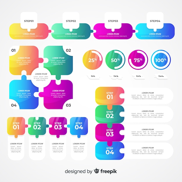 Vector gratuito colección de elementos de infografía gradiente