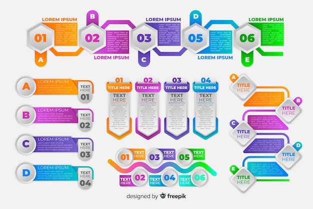 Colección de elementos de infografía gradiente