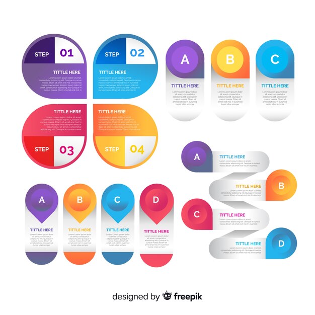 Colección de elementos de infografía gradiente