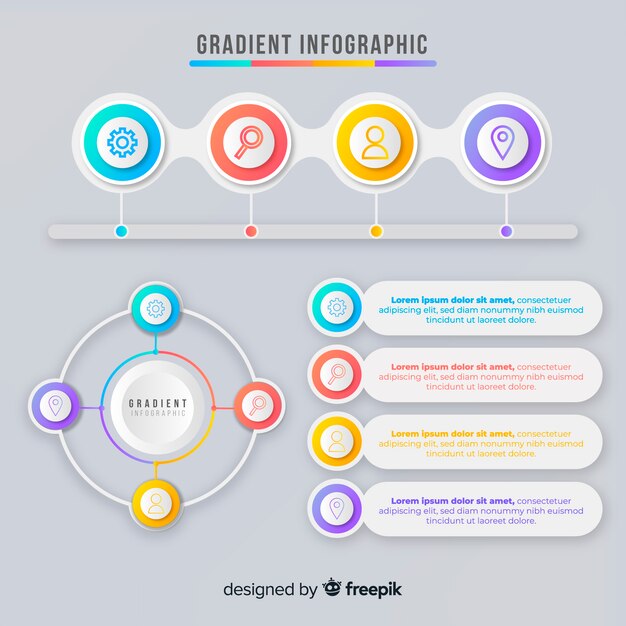 Colección de elementos de infografía gradiente