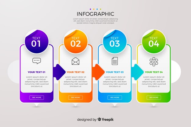 Colección de elementos de infografía gradiente