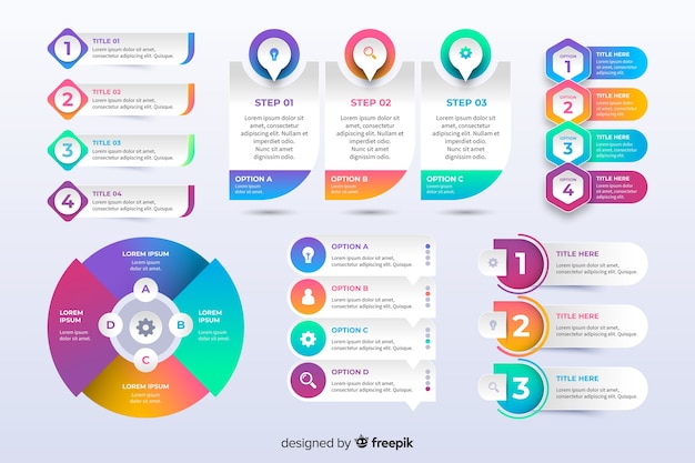 Vector gratuito colección de elementos de infografía gradiente