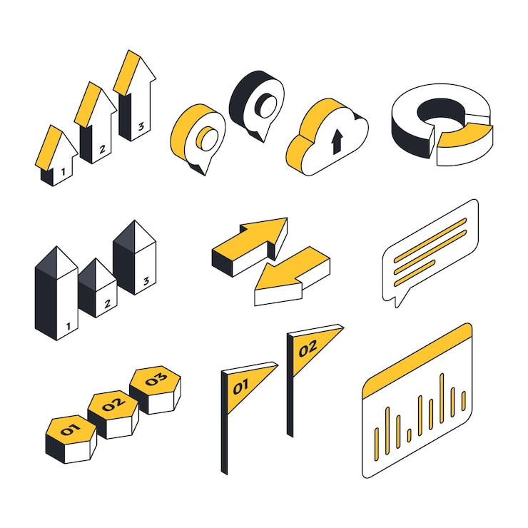 Vector gratuito colección de elementos de infografía isométrica