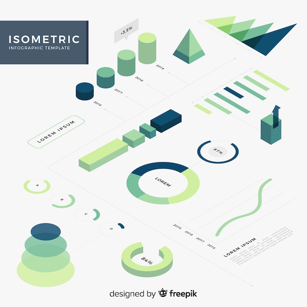 Colección de elementos de infografía isométrica