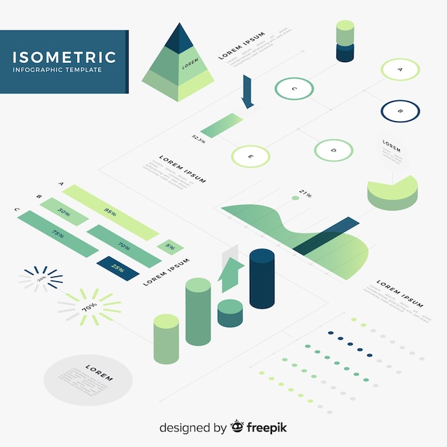 Colección de elementos de infografía isométrica