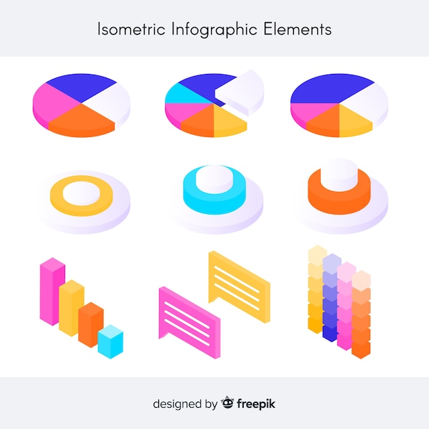 Colección elementos infografía isométricos