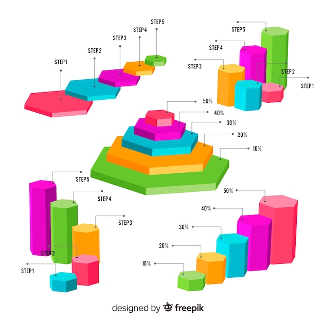 Colección elementos infografía isométricos